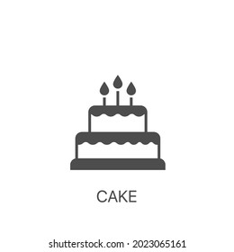 Cake vector icon. Cake for birthday celebration with three candles