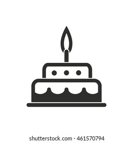 Cake vector icon. Black illustration isolated on white background for graphic and web design.