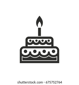 Cake vector icon. Black illustration isolated on white background for graphic and web design.