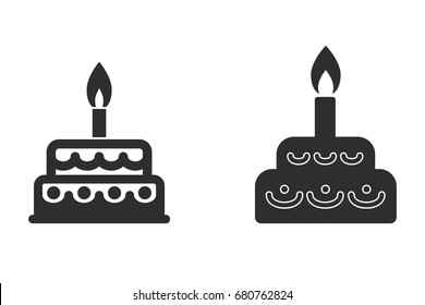 Cake vector icon. Black illustration isolated on white background for graphic and web design.
