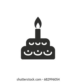 Cake vector icon. Black illustration isolated on white background for graphic and web design.