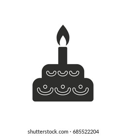 Cake vector icon. Black illustration isolated on white background for graphic and web design.