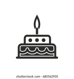 Cake vector icon. Black illustration isolated on white background for graphic and web design.