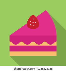 Cake Vector Icon in Flat Style. Cake is a form of sweet food made from flour, sugar, and other ingredients, that is usually baked. Vector illustration icon can be used for an app, web, or logo