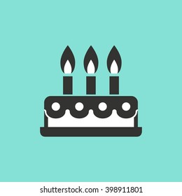 Cake    vector icon. Illustration isolated on green  background for graphic and web design.