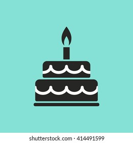 Cake    vector icon. Illustration isolated on green  background for graphic and web design.