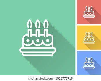 Cake vector icon with long shadow. Illustration isolated for graphic and web design.
