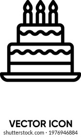 Cake Vector Icon. Modern, Simple Flat Vector Illustration For Website Or Mobile App. Birtday Cake Symbol, Logo Illustration. Pixel Perfect Vector Graphics