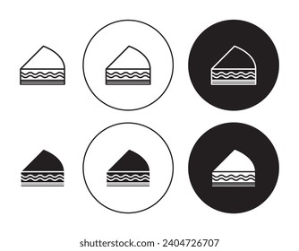 Cake vector icon set. Cheese cake slice vector illustration. Portion cake piece logo illustration in suitable for apps and websites UI designs.