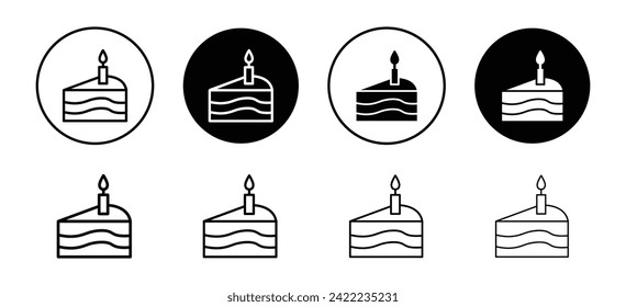 Colección de conjunto de iconos de vector de copos. Icono plano de contorno de torta.