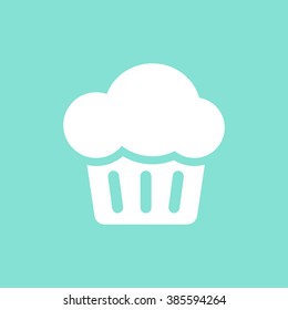 Cake    vector icon. White  illustration isolated on green  background for graphic and web design.