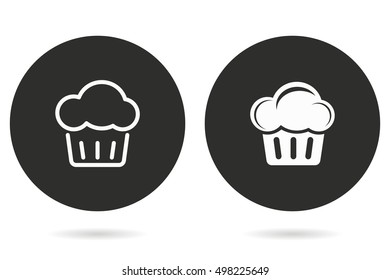 Cake vector icon. White illustration isolated on black background for graphic and web design.