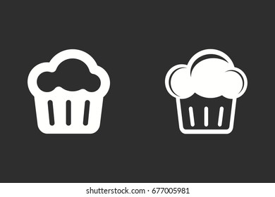 Cake vector icon. White illustration isolated on black background.
