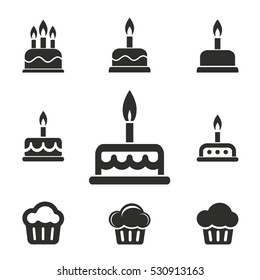 Cake vector icons set. Illustration isolated for graphic and web design.