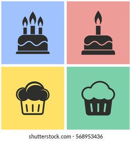 Cake vector icons set. Illustration isolated for graphic and web design.