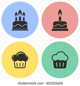 Cake vector icons set. Illustration isolated for graphic and web design.