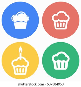 Cake vector icons set. Illustration isolated for graphic and web design.