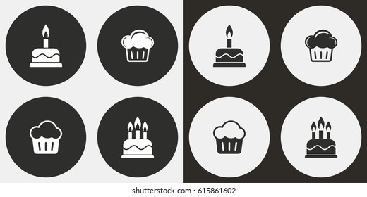 Cake vector icons set. Illustration isolated for graphic and web design.