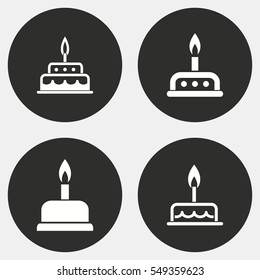 Cake vector icons set. White illustration isolated for graphic and web design.