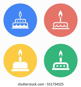 Cake vector icons set. White illustration isolated for graphic and web design.