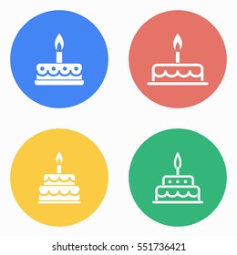 Cake vector icons set. White illustration isolated for graphic and web design.
