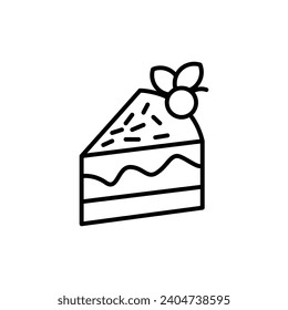 Kuchen, Vektorgrafik. Käsekuchenscheibe, Vektorsymbol. Portion Kuchen Stück Logo-Illustration in schwarz-weißer Farbe.