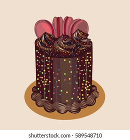 Cake, vector illustration, desert