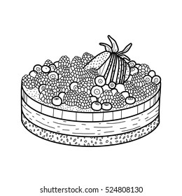 Cake vector illustration, desert, tasty, raspberry, strawberry, bilberry