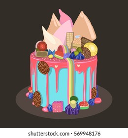 Cake vector illustration, desert, tasty food
