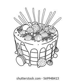 Cake vector illustration, desert, tasty food
