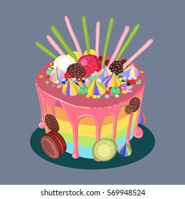 Cake vector illustration, desert, tasty food