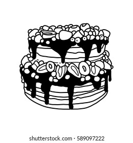 Cake, vector illustration, desert, tasty food