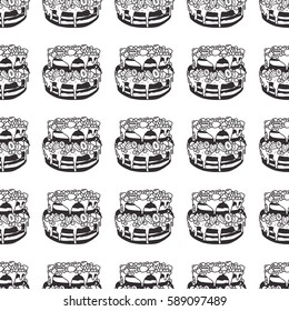 Cake, vector illustration, desert, tasty food, pattern