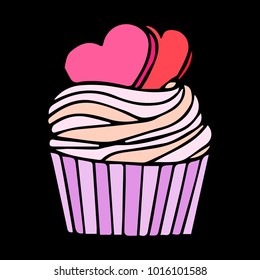 Cake vector illustration. Doodle style. Design, print, decor, textile, paper