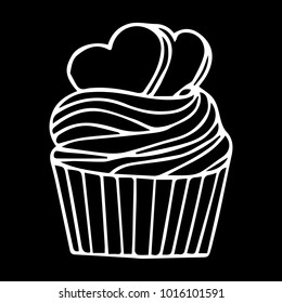 Cake vector illustration. Doodle style. Design, print, decor, textile, paper