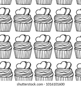 Cake vector illustration. Doodle style. Design, print, decor, textile, paper