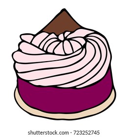 Cake vector illustration. Doodle style. Design icon, print, logo, poster, symbol, decor, textile, paper.