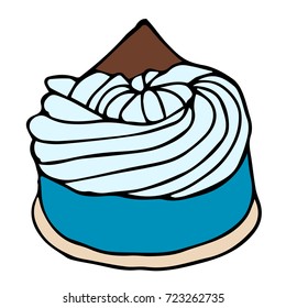 Cake vector illustration. Doodle style. Design icon, print, logo, poster, symbol, decor, textile, paper.