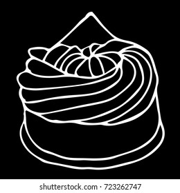 Cake vector illustration. Doodle style. Design icon, print, logo, poster, symbol, decor, textile, paper.