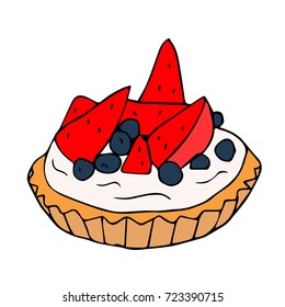 Cake vector illustration. Doodle style. Design icon, print, logo, poster, symbol, decor, textile, paper.