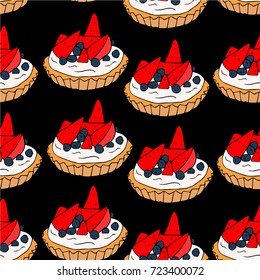 Cake vector illustration. Doodle style. Design icon, print, logo, poster, symbol, decor, textile, paper.