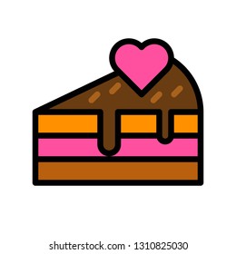 Cake vector illustration, filled style icon editable outline