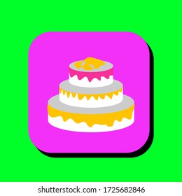 Cake vector illustration icon. Cake icon in two-dimensional shape. The concept of birthday party and celebration by using a cake modern icon.