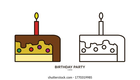Cake vector illustration lineal color and filled design