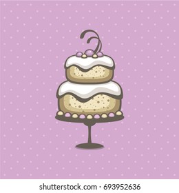 Cake vector illustration. Logo for cake shop and bakery. Colorful sweet collection