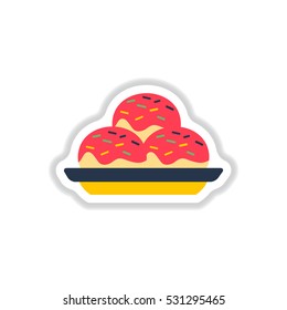 cake Vector illustration in paper sticker style delicious cake on plate