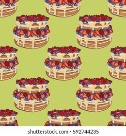 Cake, vector illustration, pattern