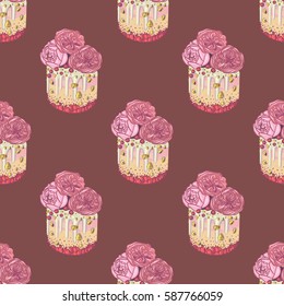 Cake, vector illustration, pattern, tasty food, desert, background