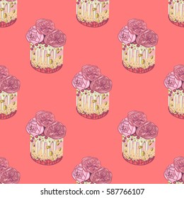 Cake, vector illustration, pattern, tasty food, desert, background