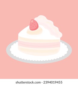 Cake vector illustration. Cake is a sweet and delicious dessert to celebrate Christmas or birthday. Strawberry Cream Cake is a very popular cake.
